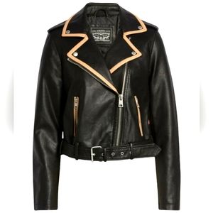 💕HP💕NWT Women's Contrast Faux Leather Belted Moto Jacket💕Size X-Large💕
